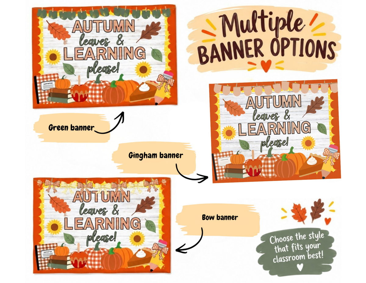 Autumn Leaves & Learning Please Bulletin Board Complete Kit