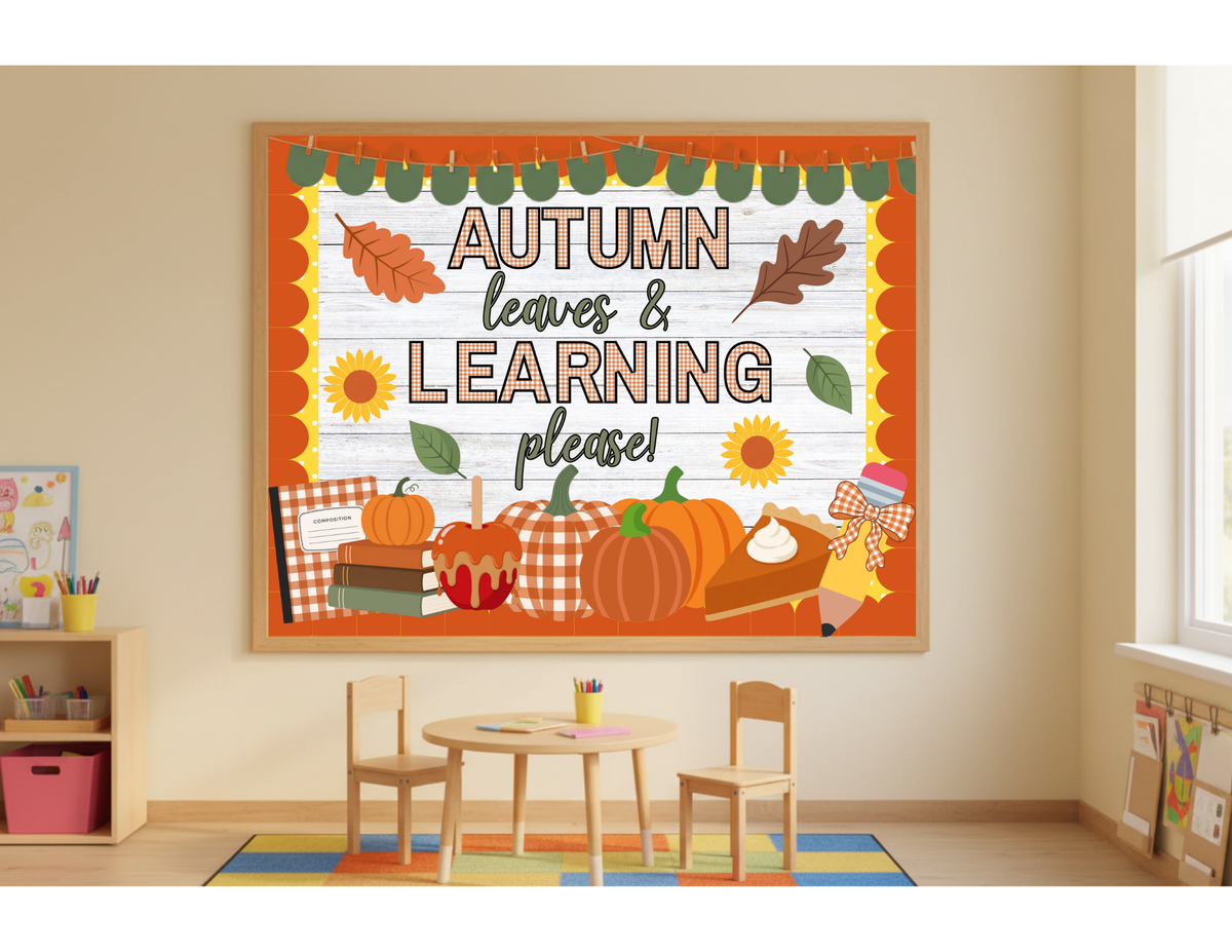 Autumn Leaves & Learning Please Bulletin Board Complete Kit