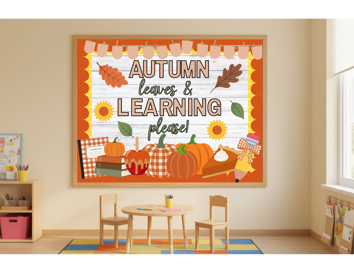 Autumn Leaves & Learning Please Bulletin Board Complete Kit