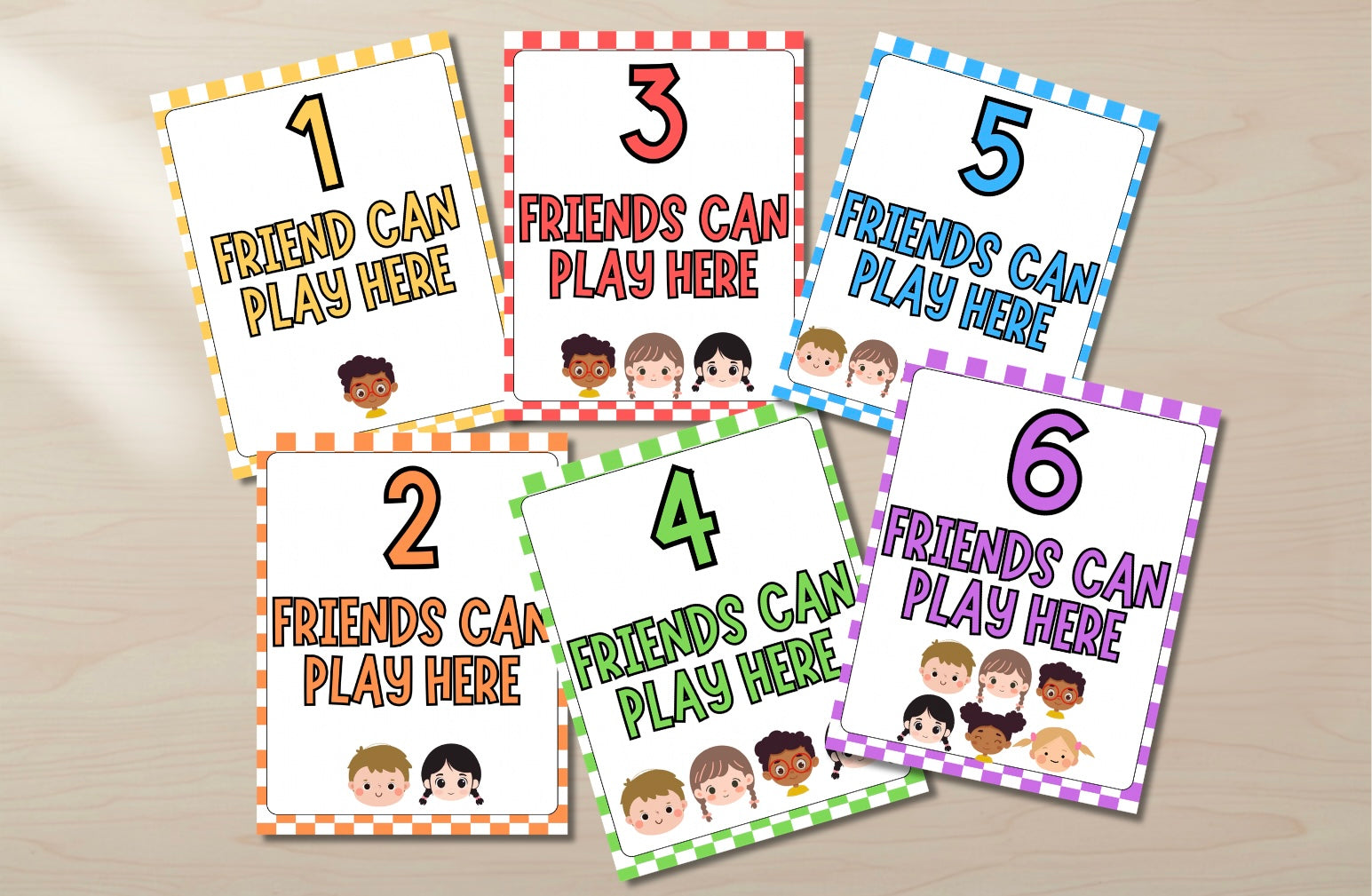 Friends Can Play Here – Printable Classroom Capacity Cards