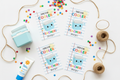 Printable teacher appreciation gift tags – There Is No Cooler Teacher flat lay with confetti and twine