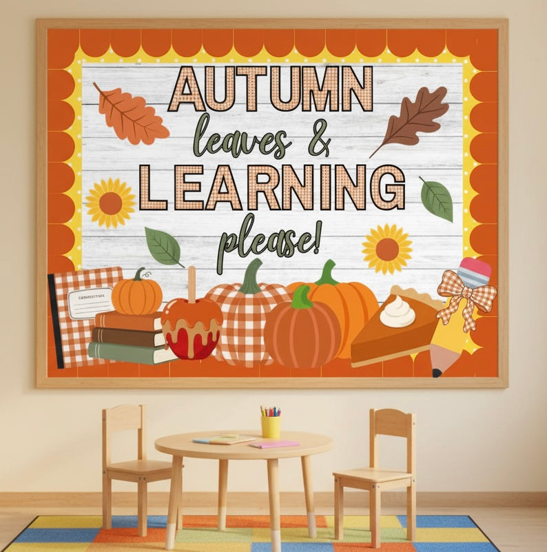 Autumn Leaves & Learning Please Bulletin Board Complete Kit