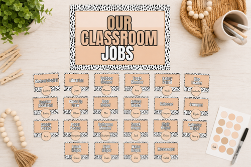 Neutral Boho Classroom Jobs Chart – Printable Bulletin Board Set