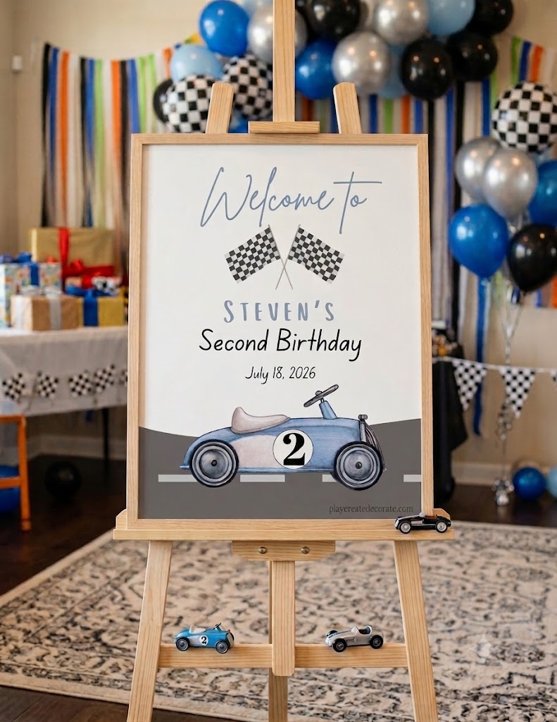 Race Car Editable Party Sign Bundle