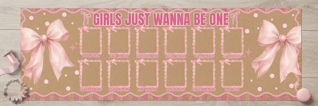 Girls Just Wanna Be One banner hung on wall at birthday party