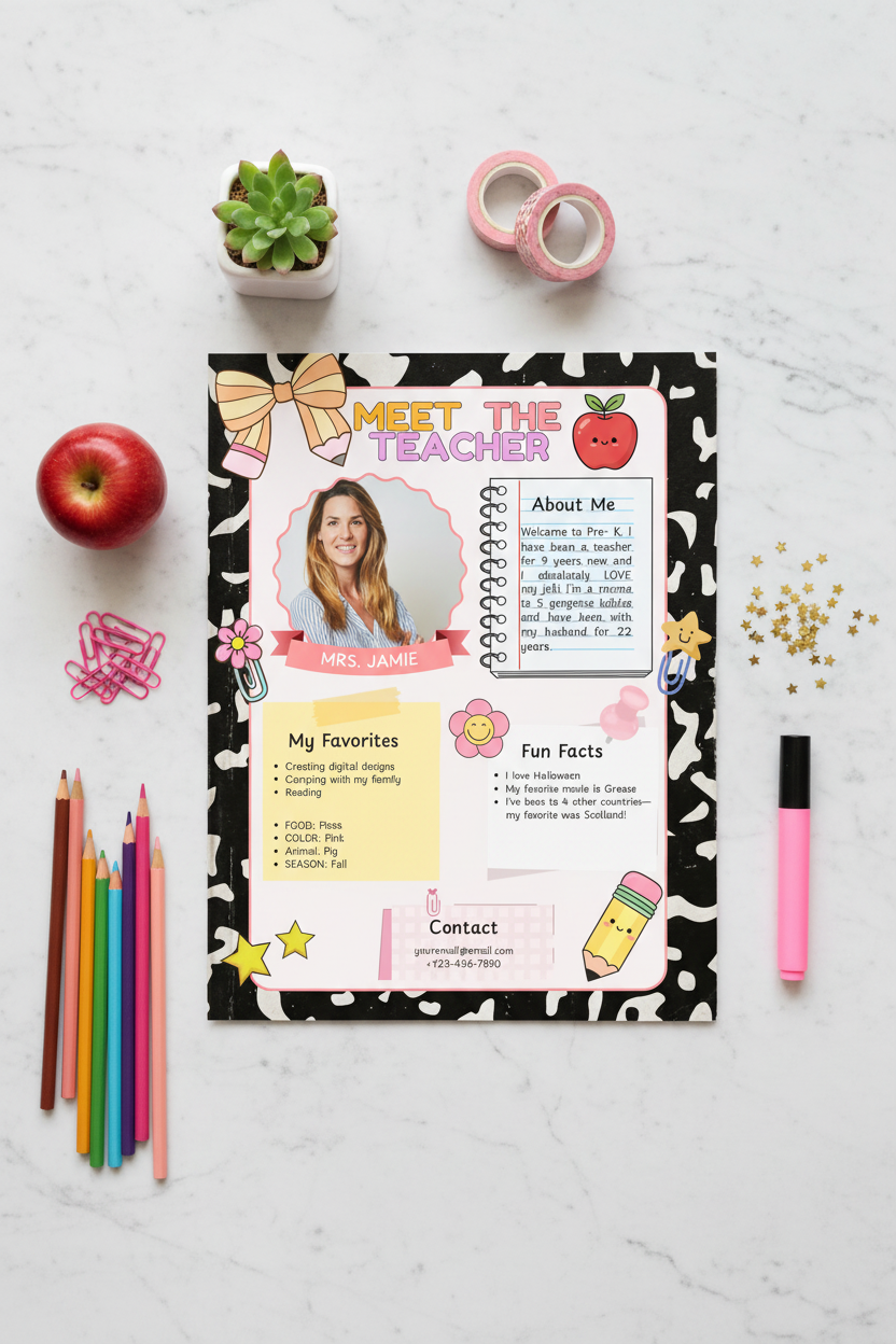 Editable Composition Book Meet the Teacher