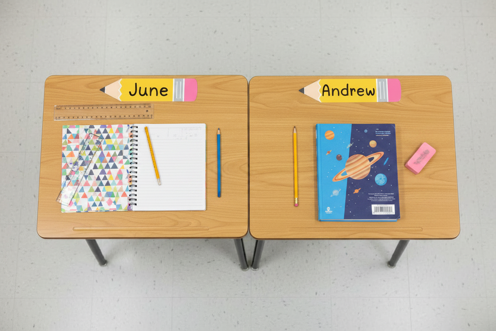 Printable Name Tags – Pencil & Crayon (Customizable)
