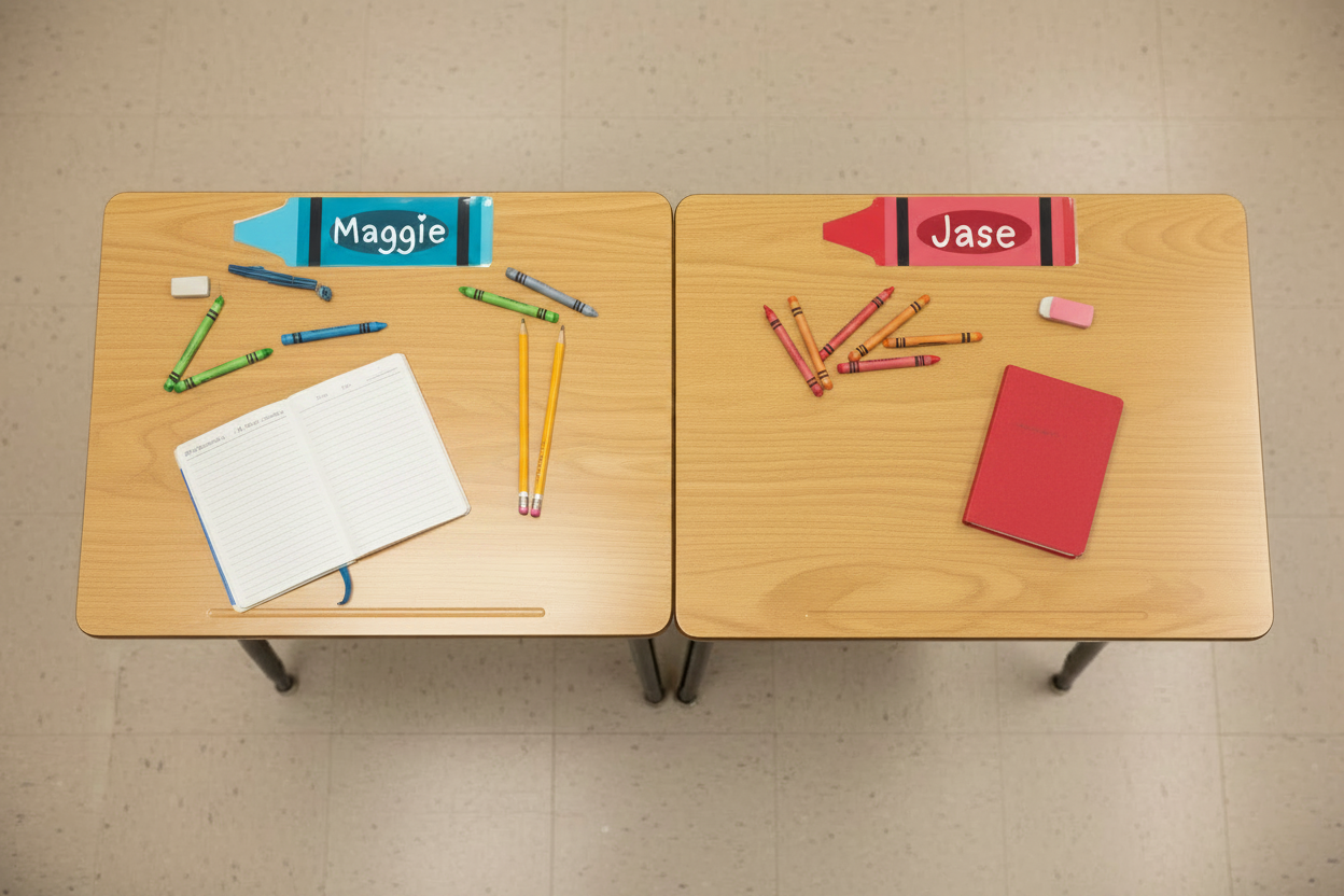 Printable Name Tags – Pencil & Crayon (Customizable)
