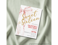 Sweet Sixteen Galentine's Girls Night invitation mockup - pink bow watercolor design