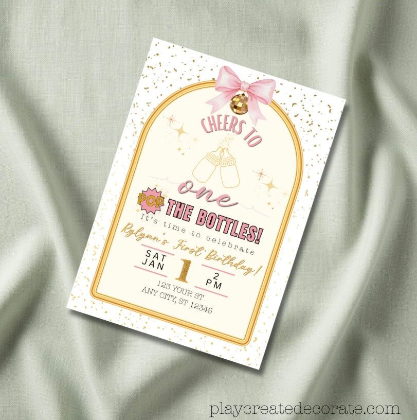 Cheers to One First Birthday Party Invitation mockup