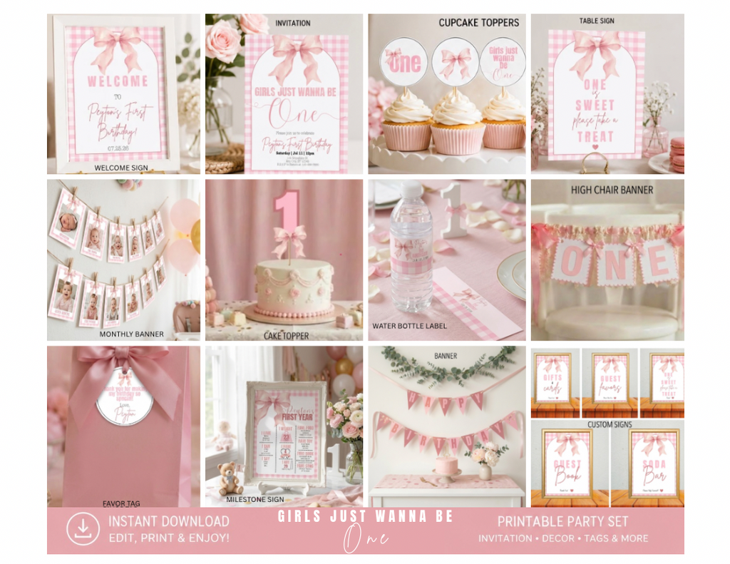 Girls Just Wanna be ONE – Printable Party Bundle