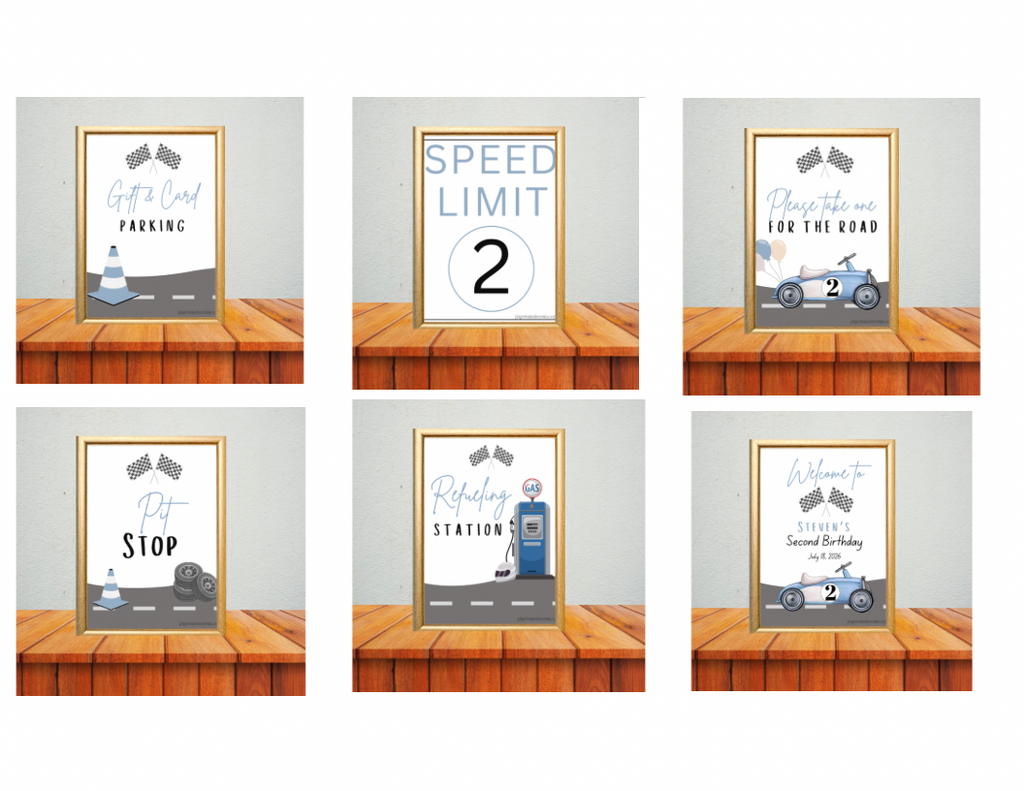 Race Car Editable Party Sign Bundle
