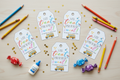 Flat lay mockup of back to school gift tags with school supplies