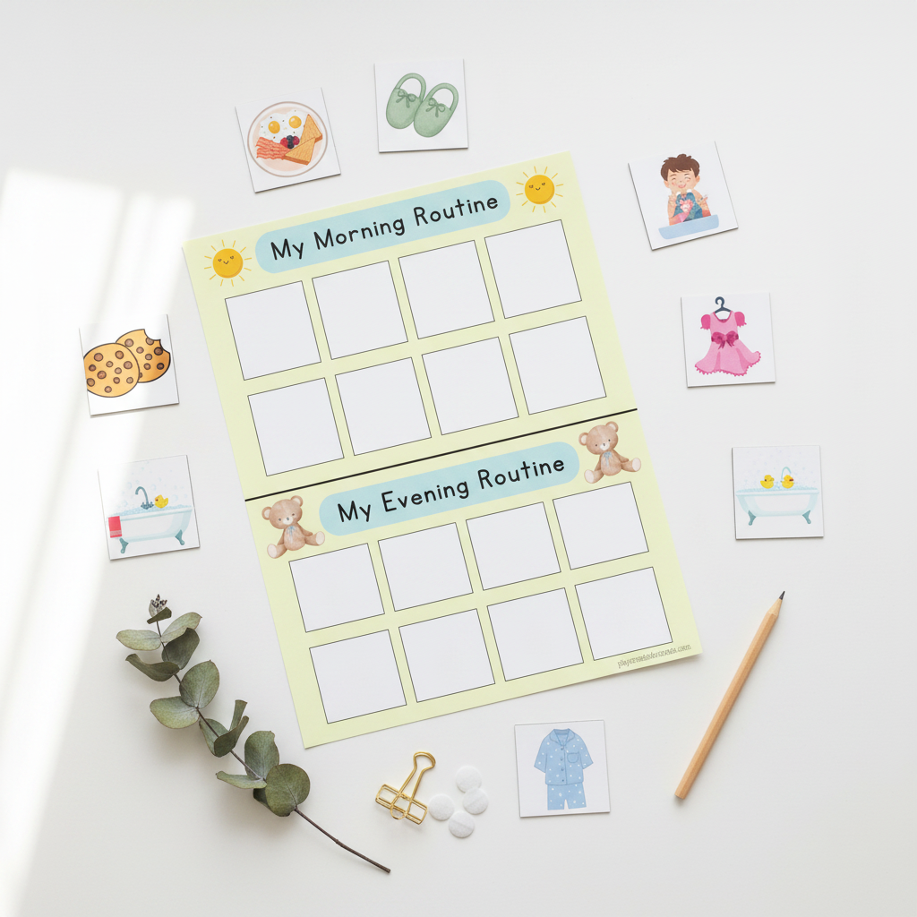 Kids Morning & Evening Visual Routine Chart – Printable