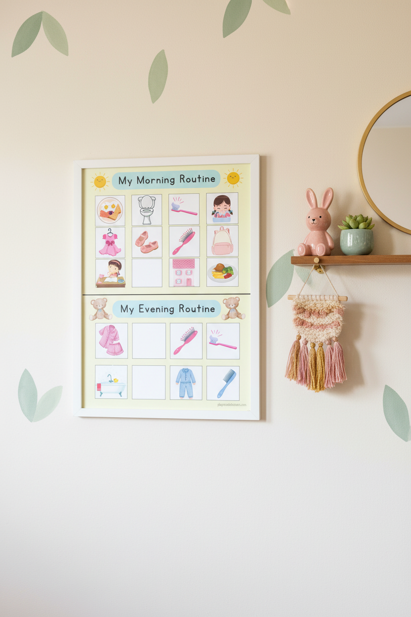 Kids Routine Chart Wall Mockup 8x10